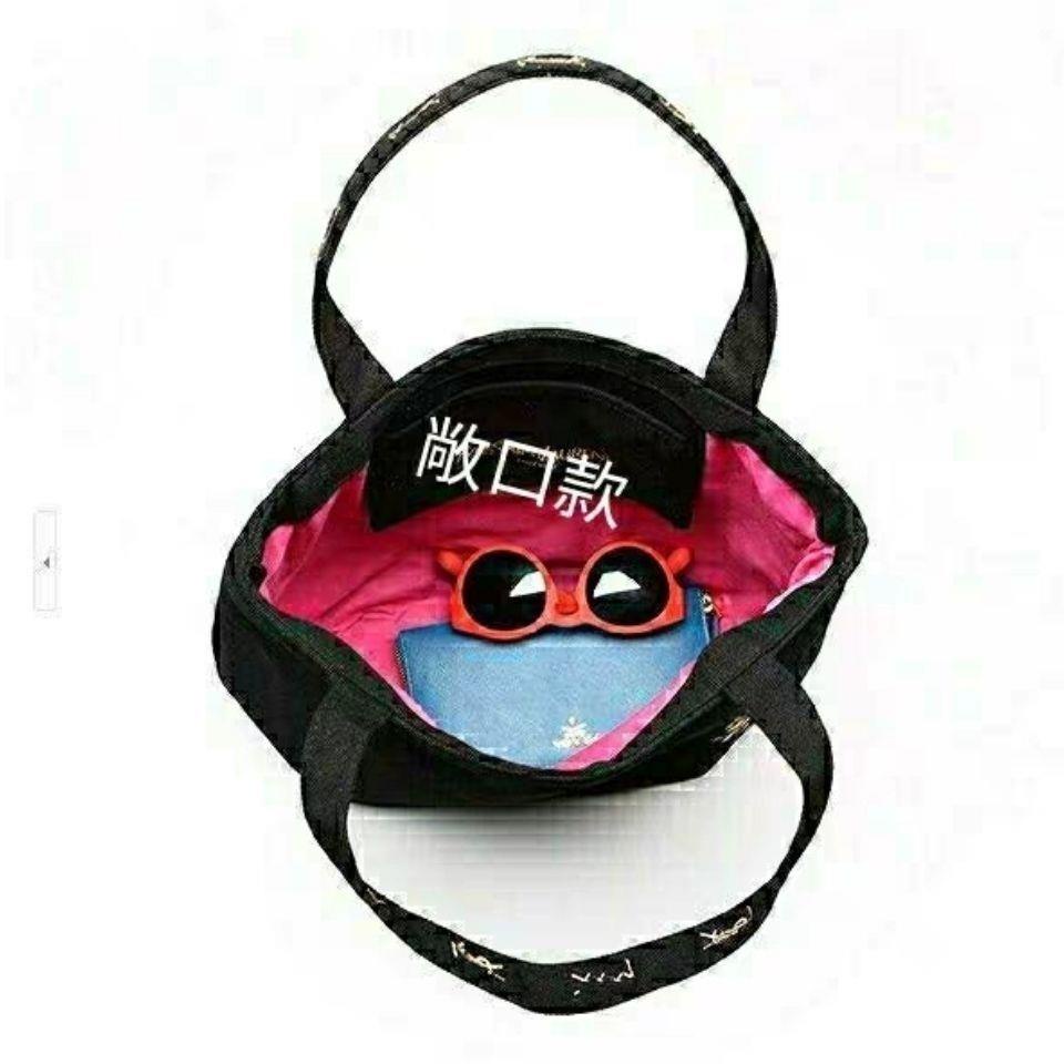 ∋❀Túi Tote vải Canvas màu đen phong cách Âu Mỹ thời trang