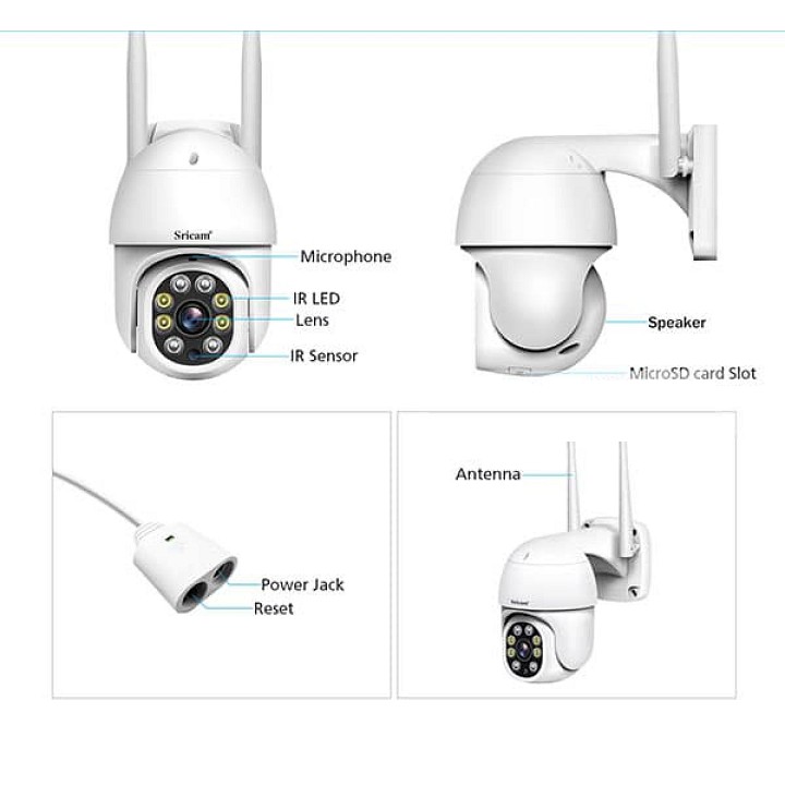 Camera IP ngoài trời SriHome SP028 FullHD 1080P 2.0Mp chống nước chống bụi tích hợp LED Quay màu ban đêm