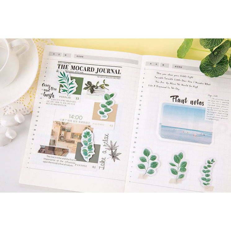 Bộ 45 Sticker Hàn Quốc hình Cây Cỏ dán trang trí E18