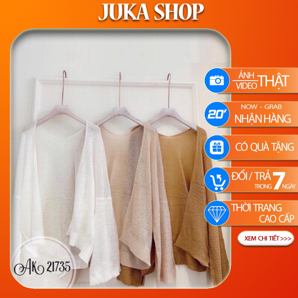 Áo Khoác Cardigan Dài Tay Dễ Thương Quảng Châu, Áo Len Mỏng Nữ Dài Tay Juka Shop