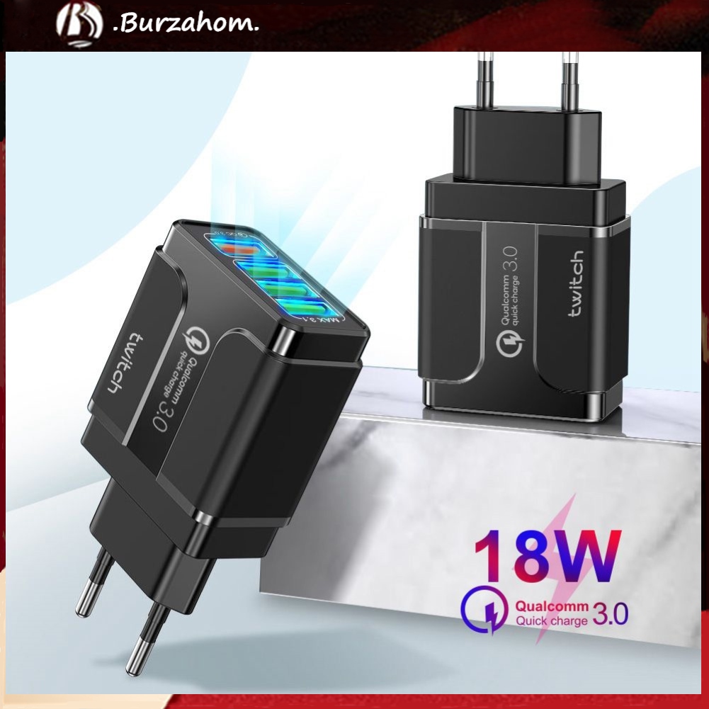 Cốc Sạc Nhanh Qc 3.0 4 Cổng Usb 18w Tiện Dụng