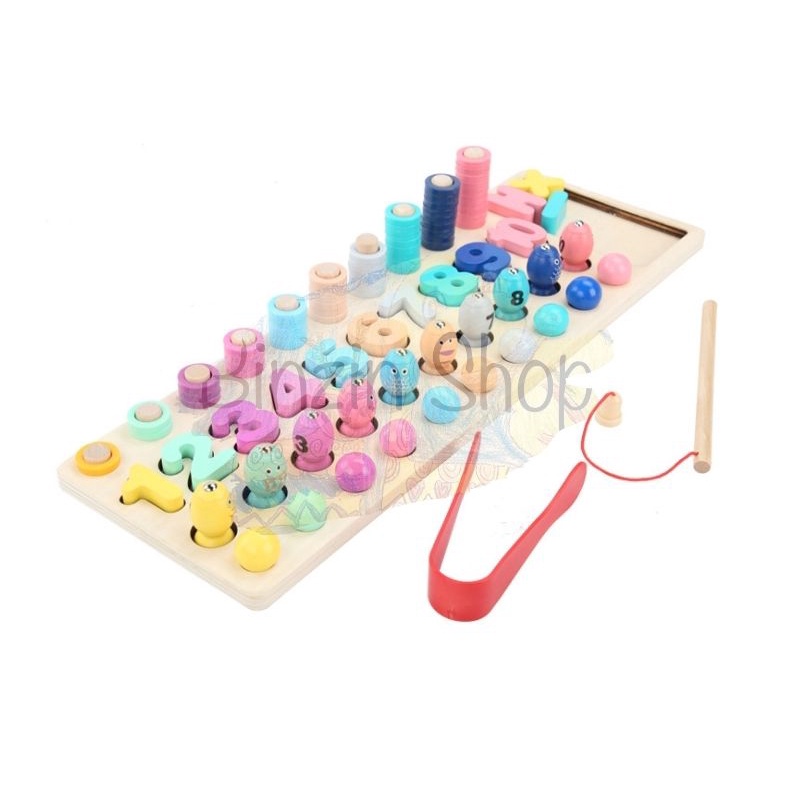 Bộ câu cá và ghép số Montessori 4 trong 1