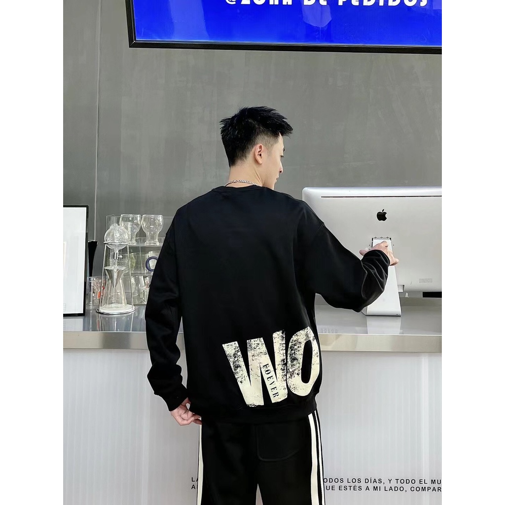Áo Sweater WORK Tay Dài Cổ Tròn Dáng Rộng Phong Cách Hàn Quốc, Áo nỉ Unisex dễ phối đồ cho nam nữ.
