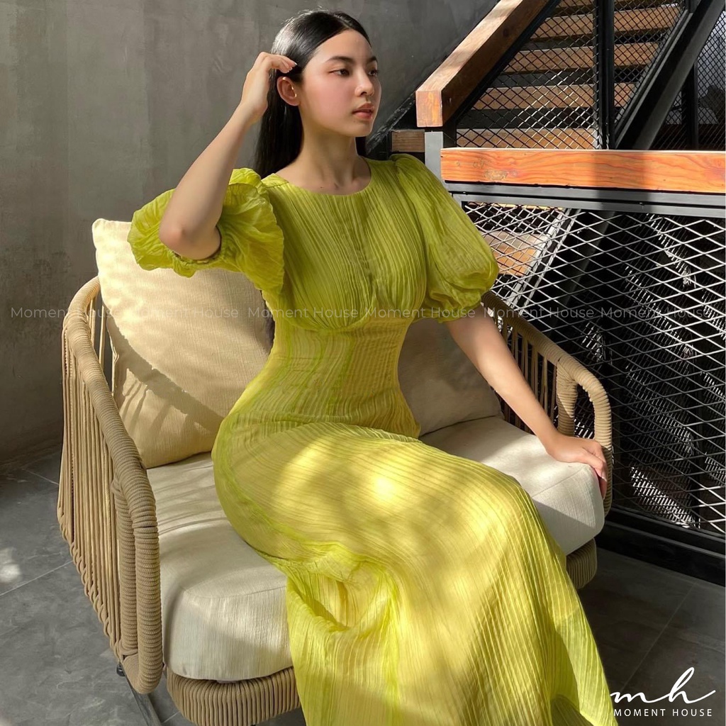 Đầm maxi tay bồng, chất liệu cao cấp, phía sau cột dây cách điệu (LUNA DRESS)