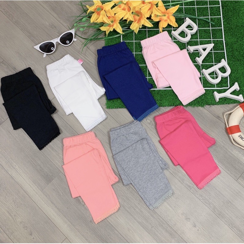 Quần legging bé gái ❤️ Combo 5c thun cotton tốt chất vải dày mềm co giãn 9-20kg