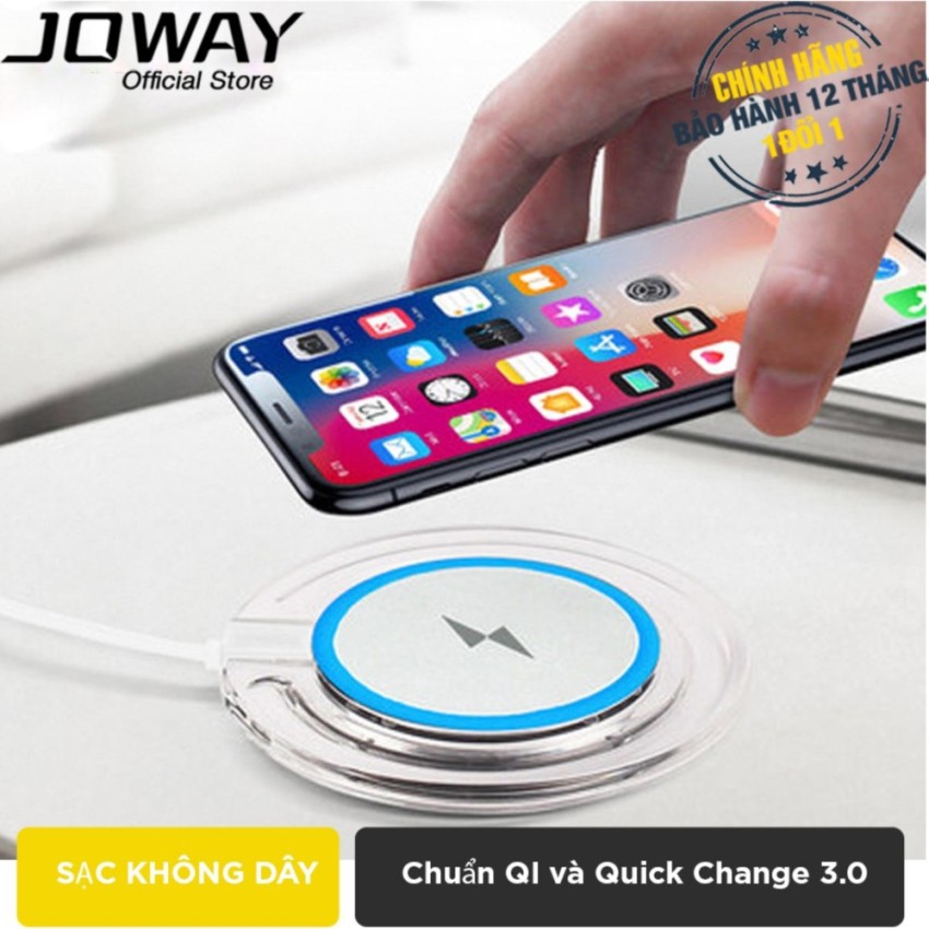 Sạc không dây Joway WXC03 cho iphone 8/8plus, iphoe X, Samsung S8/S8plus, Note8