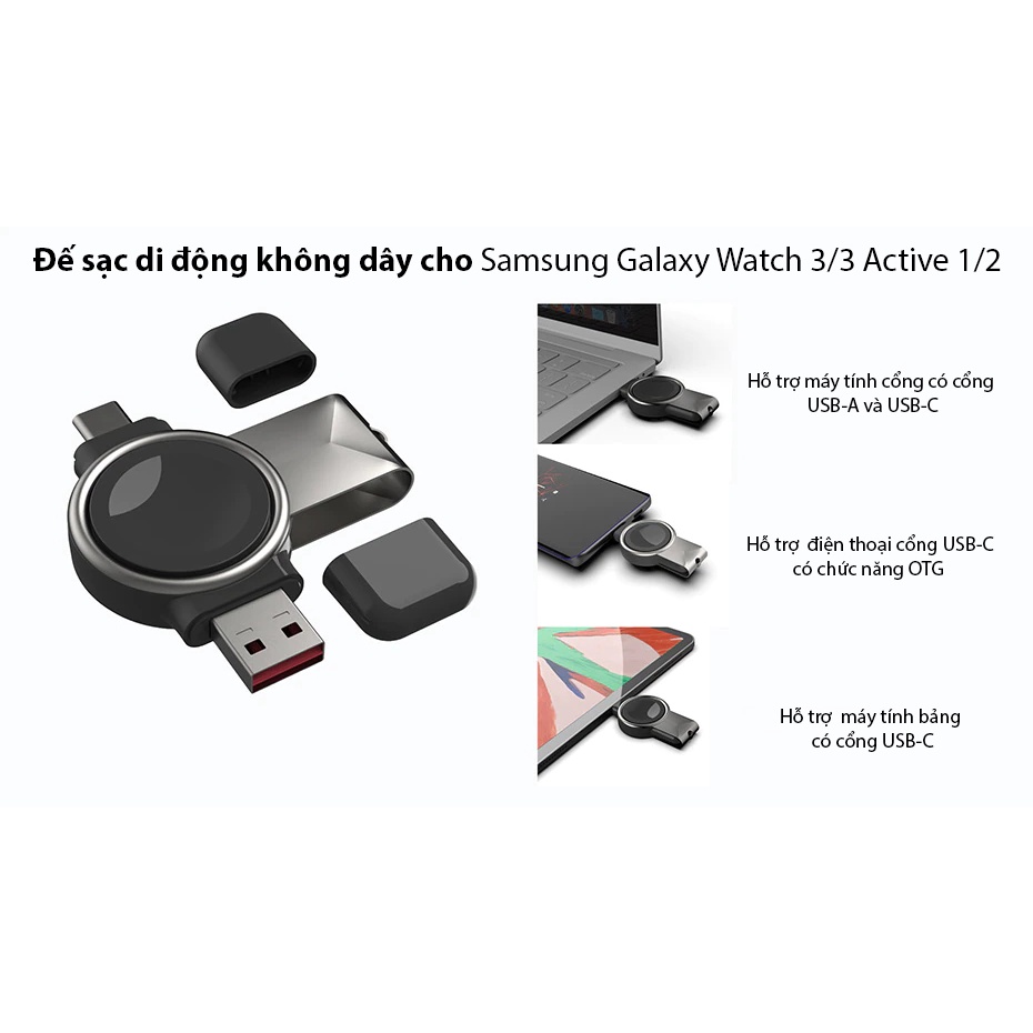 Đế sạc Samsung Galaxy Watch 3/4 và Galaxy Watch Active 1/2 từ tính di động