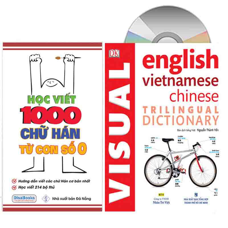 Sách - Combo: Học viết 1000 chữ Hán từ con số 0 + Từ điển hình ảnh Tam Ngữ Trung Anh Việt + DVD quà tặng
