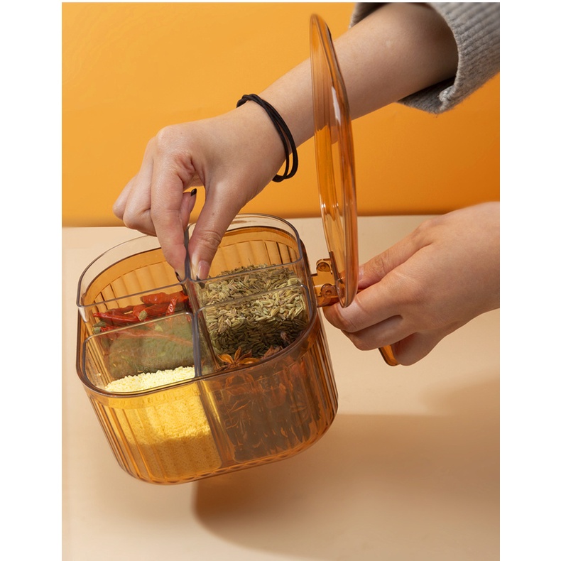 Hộp Đựng Gia Vị Bằng Nhựa Trong Suốt Có Nắp Đậy Và Muỗng Tiện Dụng