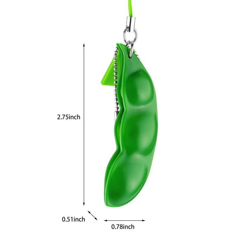 1PCS Infinitely Squeezed Edamame Expression Chain Key Pendant Decorative Stress Relief Decompression Toy Anti-stress Rubber