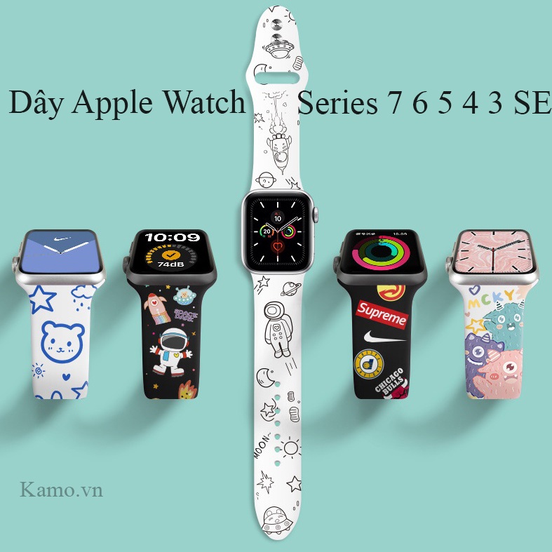Dây apple watch series 7 6 5 4 3 se, dây đeo silicon apple watch- đồng hồ thông minh iwatch, 38mm 40mm 41mm 42mm 44mm 45