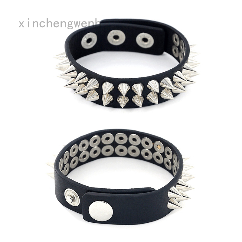 Vòng Tay Da Đính Đinh Tán Phong Cách Gothic Punk Dành Cho Nam Và Nữ