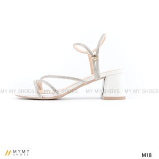 Sandal 3 dây đá  gót vuông 5p my my shoes M-18