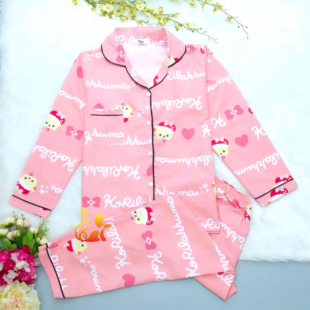 Đồ Bộ Mặc Nhà "Gấu Kuma" Pijama Kate Thái Tay Dài - Dưới 60kg.