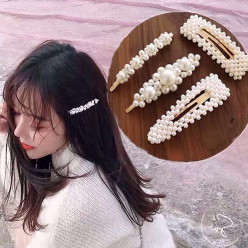 SET 4 KẸP TÓC NGỌC TRAI TRẮNG