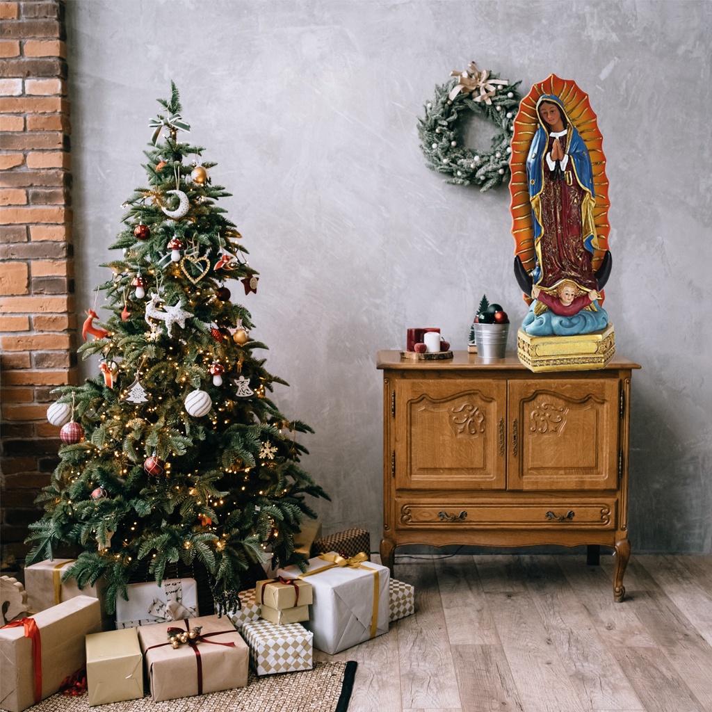Tượng Điêu Khắc Hình Đức Mẹ Guadalupe Virgin Mary Kích Thước 8 "Tinh Tế Trang Trí Giáng Sinh