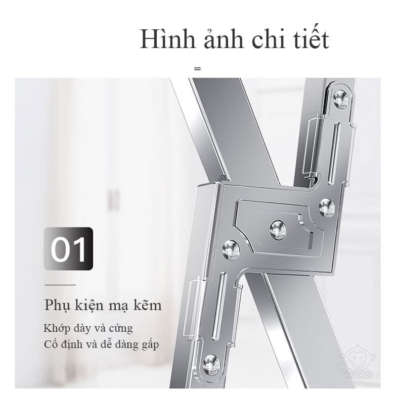 Sào Phơi Quần Áo xếp gọn đa năng chịu lực size Lớn 1,5-2,4m INOX có thanh ngay giữa (Có tặng kèm móc)