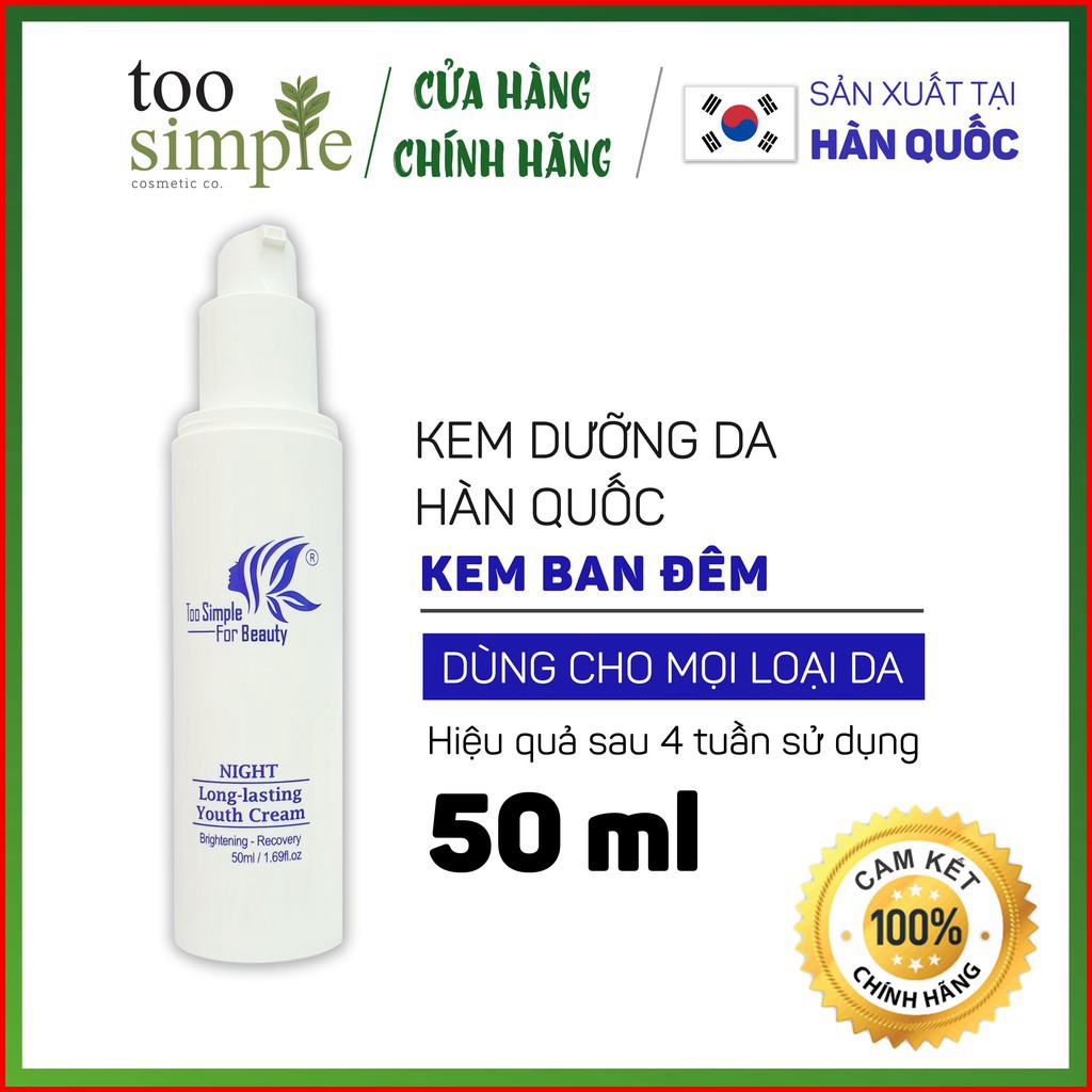 Kem tone up dưỡng trắng đêm Too Simple For Beauty 50 ml