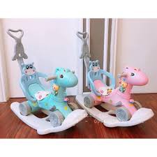 Ngựa bệp bênh chòi 3 chân 3in 1cho bé có bánh xe có nhạc