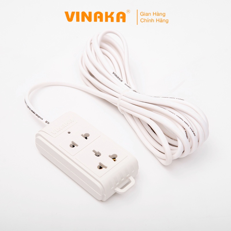 Ổ cắm 2 lỗ VINAKA mini nhỏ gọn chịu tải 2000w tích hợp đèn báo M2T