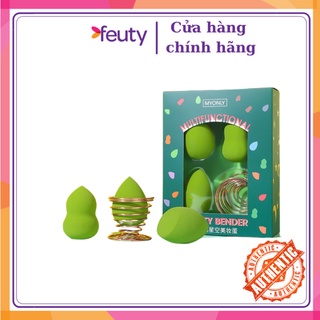 Hộp bông phấn trang điểm 4 món Monoly cao cấp