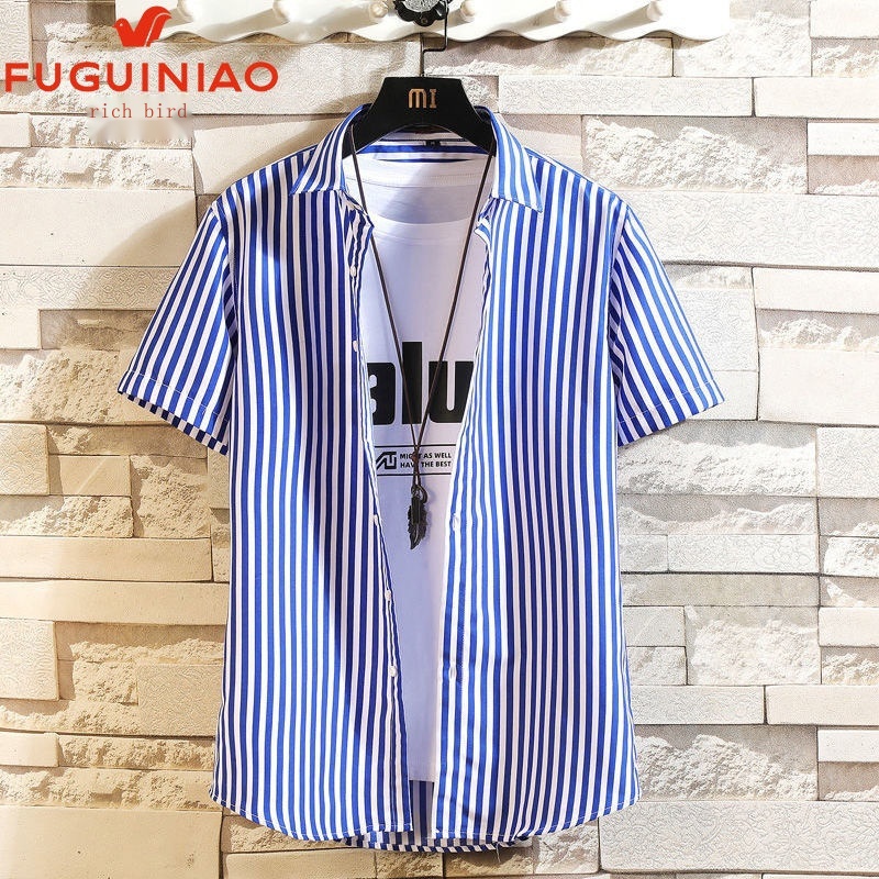 Lelakiclothes Áo Sơ Mi Nam Ngắn Tay Kẻ Sọc Dọc Mỏng/Ngắn Tay Mùa Hè Kiểu Công Sở