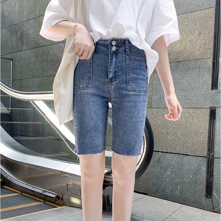Quần jean ngố / lửng lưng siêu cao, 2 nút, túi 2 bên,  BIG SIZE dành cho người béo, co dãn mạnh rẻ đẹp 3339