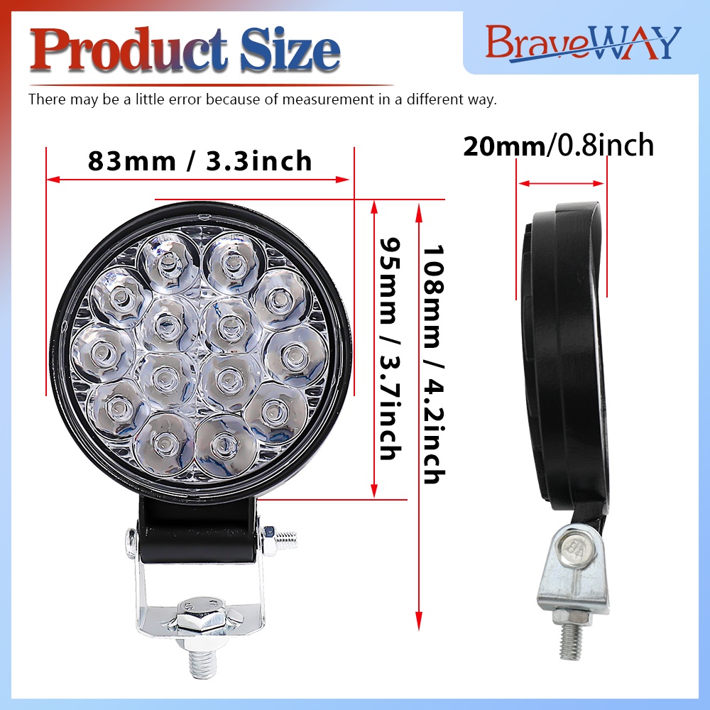 Bộ 2 Đèn Pha Led 42W 14 Bóng 12 / 24V Chuyên Dụng Cho Xe Hơi / Xe Tải Địa Hình SUV