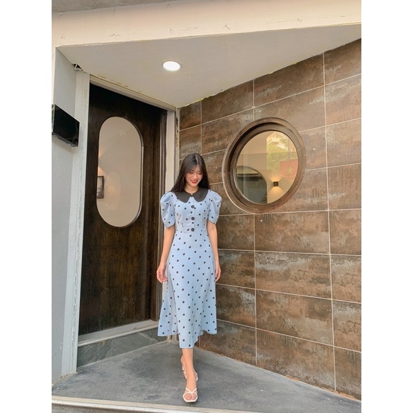 LIIN - Váy cổ phối hoạ tiết chấm bi | BigBuy360 - bigbuy360.vn