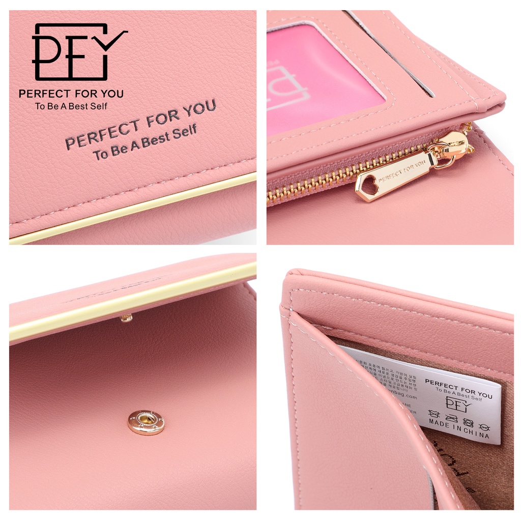 Ví PERFECT FOR YOU bằng da PU gấp gọn thời trang dễ thương cho nữ