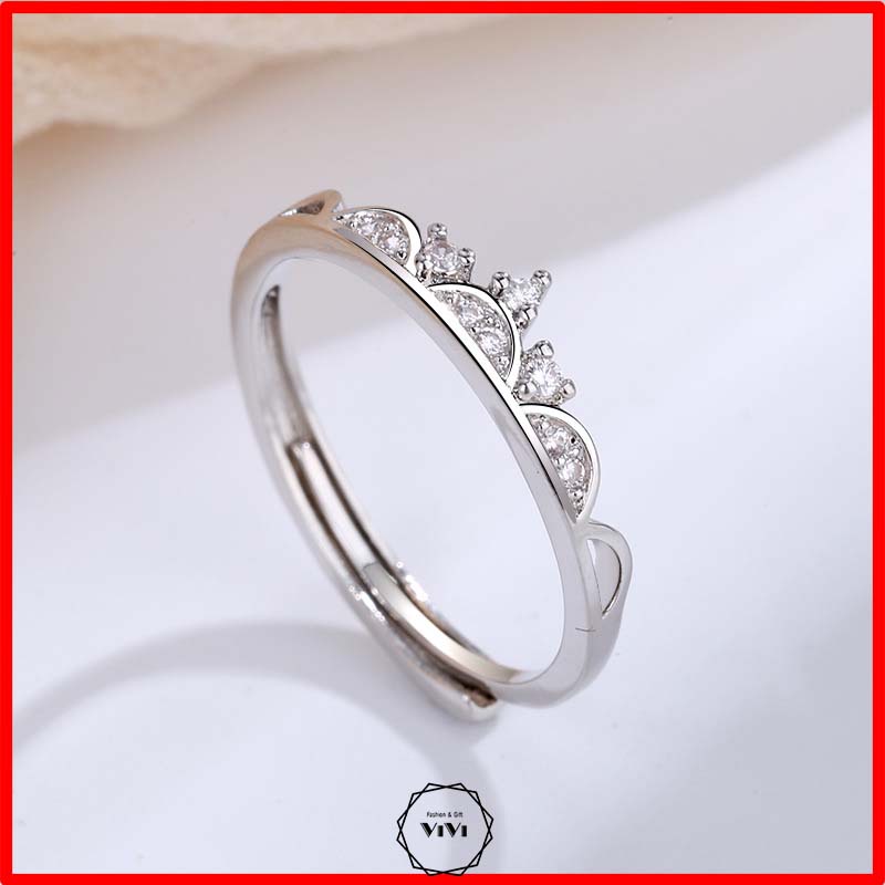 Nhẫn bạc Ý dễ thương Queen – Nhẫn nữ nhẫn bạc cao cấp ViVi_Gift