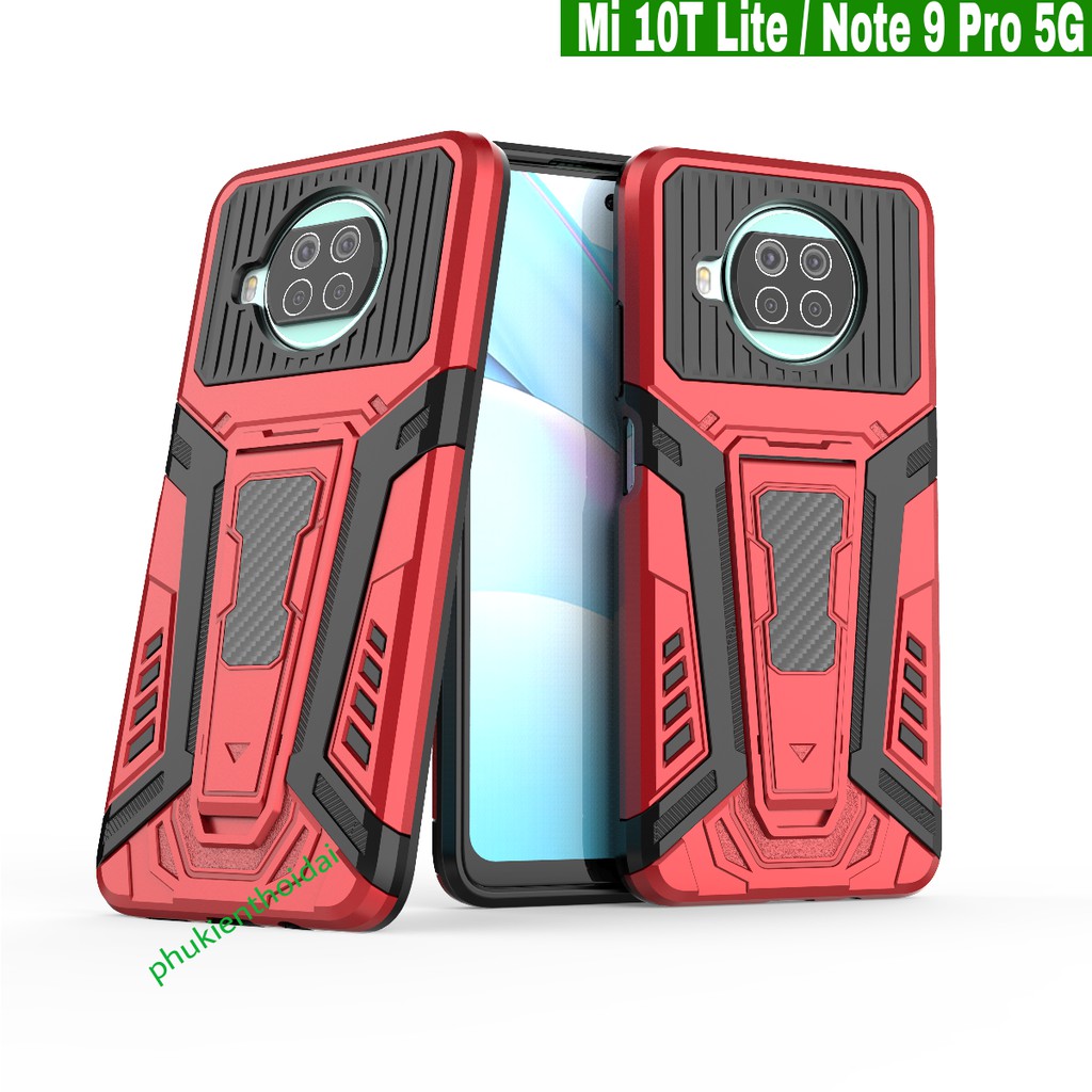Ốp lưng Mi 10T Lite / Note 9 Pro 5G Iron Man Pro chống sốc giá đỡ chân đế xem phim cao cấp