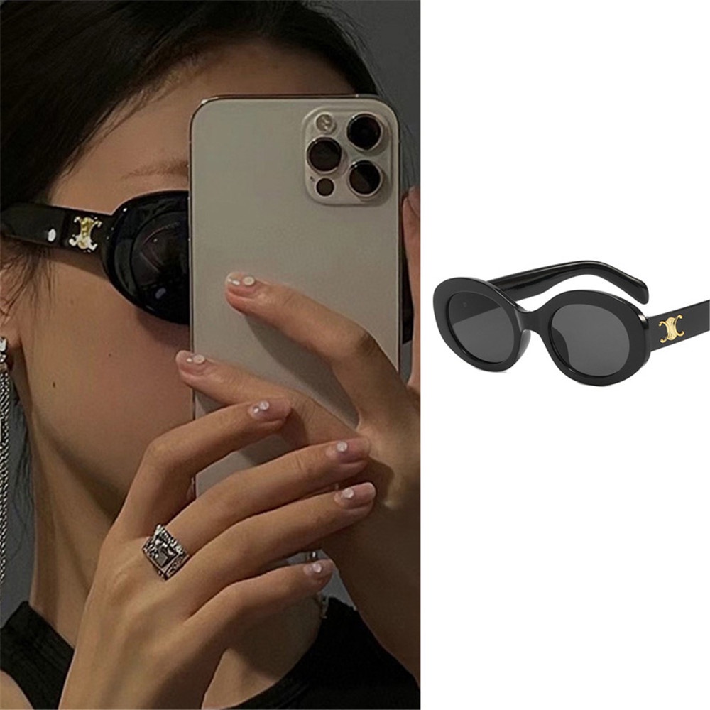 Kính Mát Hình Oval Chống Tia UV Màu Sắc Ngọt Ngào Phong Cách Vintage Thời Trang Cho Nữ