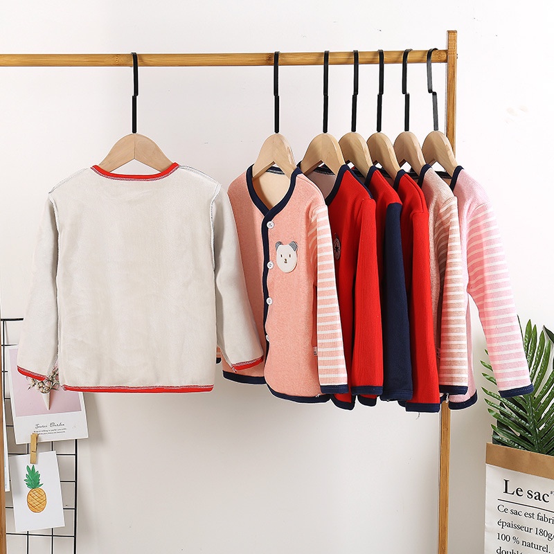 Áo khoác cardigan tay dài vải nhung 65-115cm thời trang thu đông cho bé