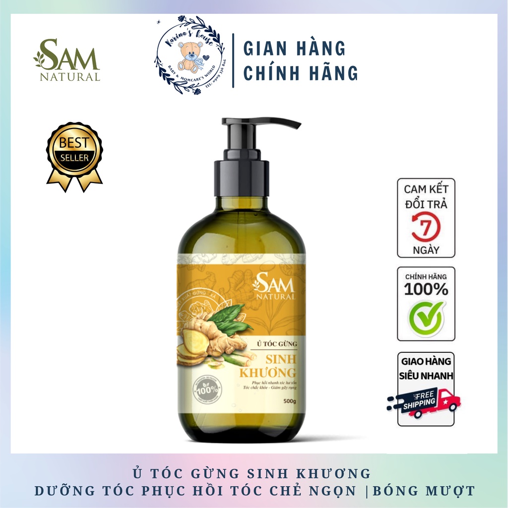 [Chính hãng] Kem Ủ Tóc Sinh Khương Sam Natural Phục Hồi Tóc Hư Tổn 500ML