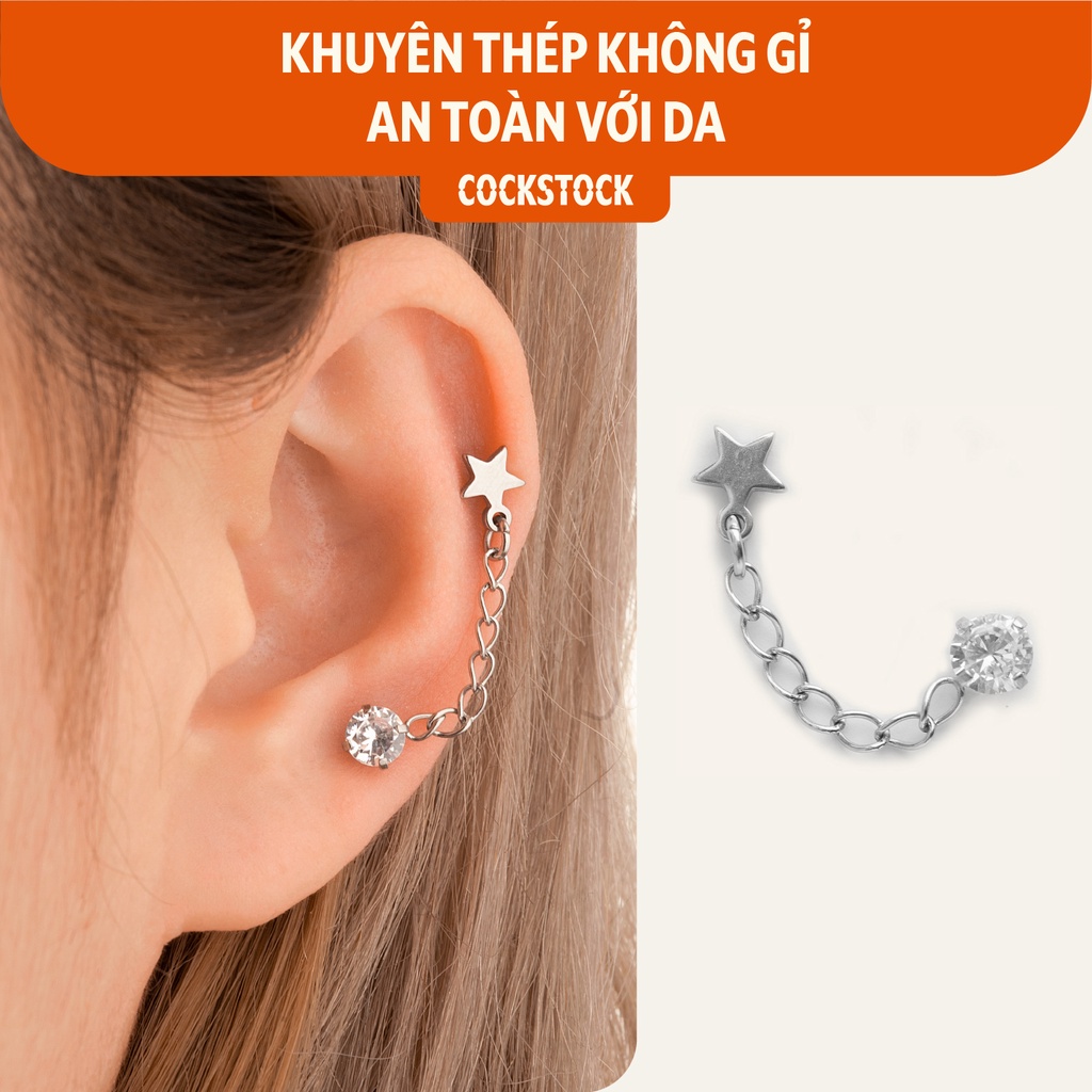 Khuyên xích Round and Star stud CockStock