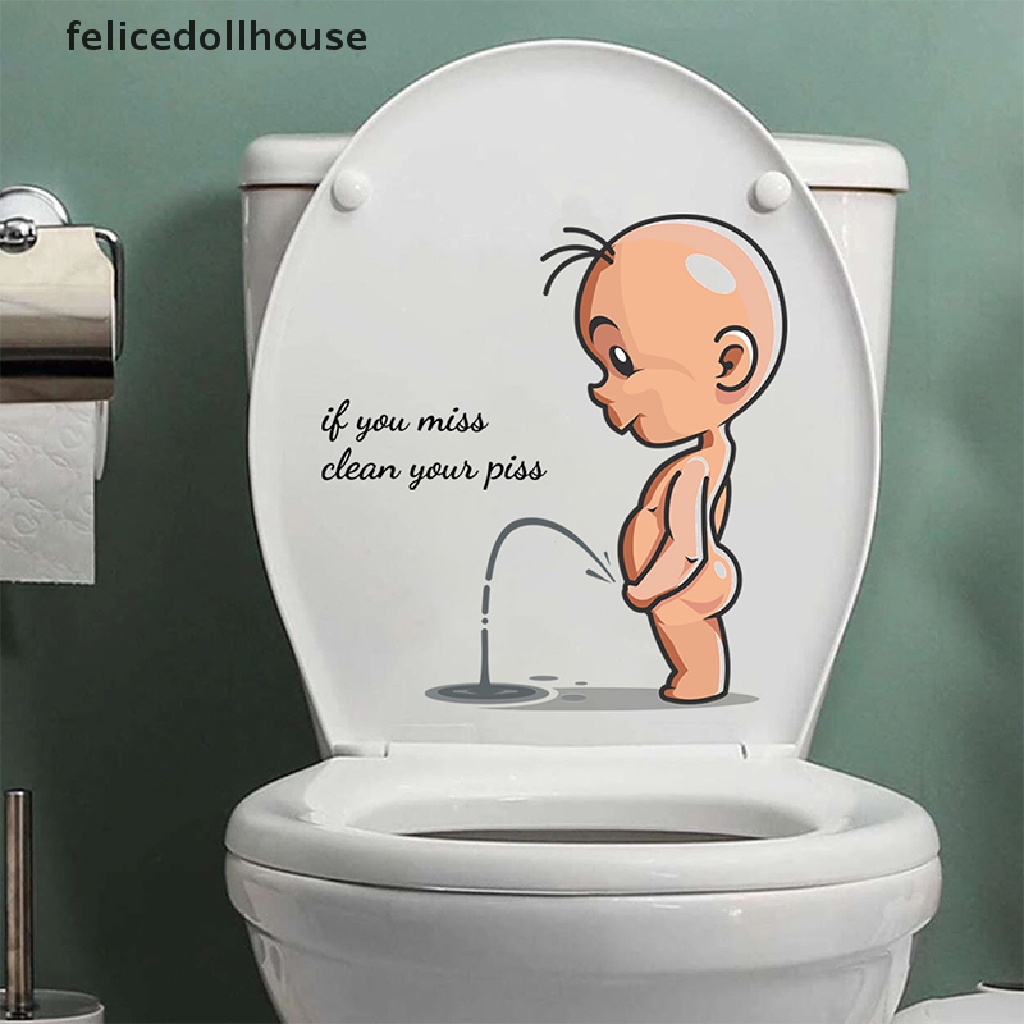Miếng Dán Toilet Trang Trí Họa Tiết Hoạt Hình Chữ Tiếng Anh Vui Nhộn Cho Bé