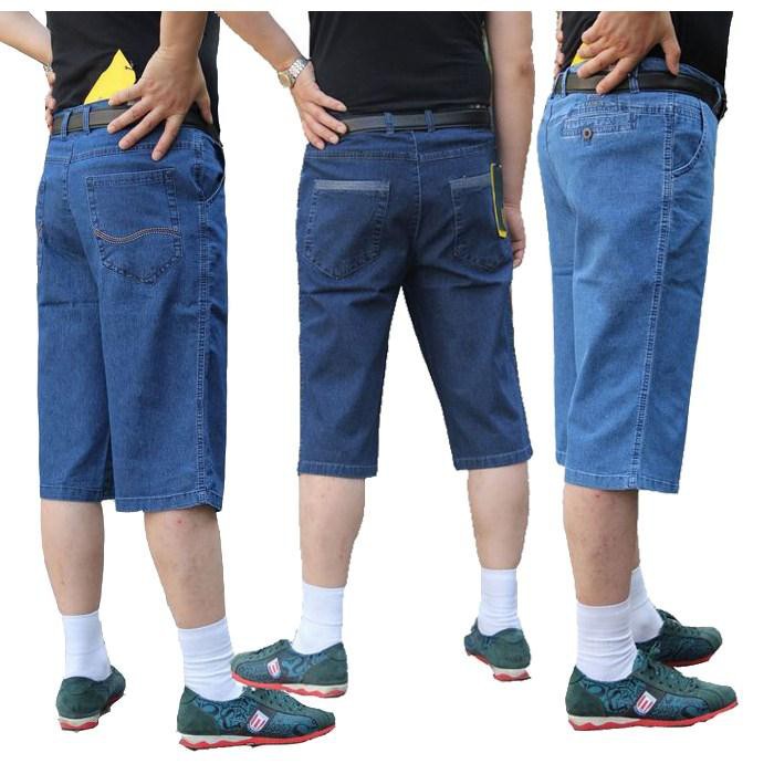 Quần Short Denim Mỏng Ống Rộng Thời Trang Mùa Hè Cho Nam Trung Niên