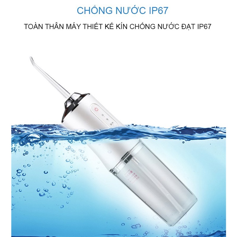 Tăm Nước Oral Irrigator Thông Minh  - 3 Chế Độ Tự Động - 4 Đầu Phun Đa Năng - Vệ Sinh Răng Miệng