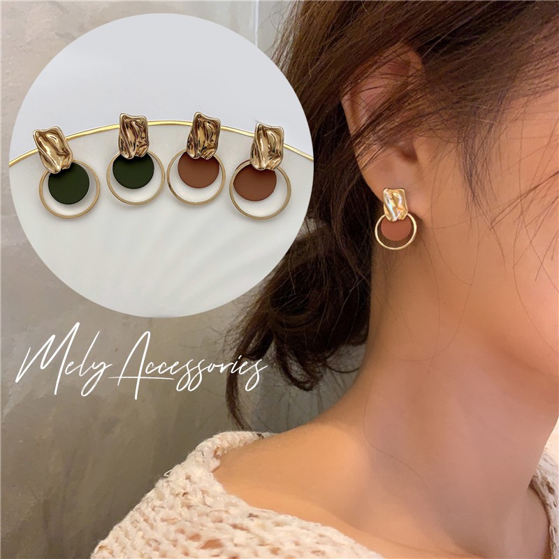 Bông tai khoen tròn phong cách retro cổ điển dành cho nữ - Mely 1430