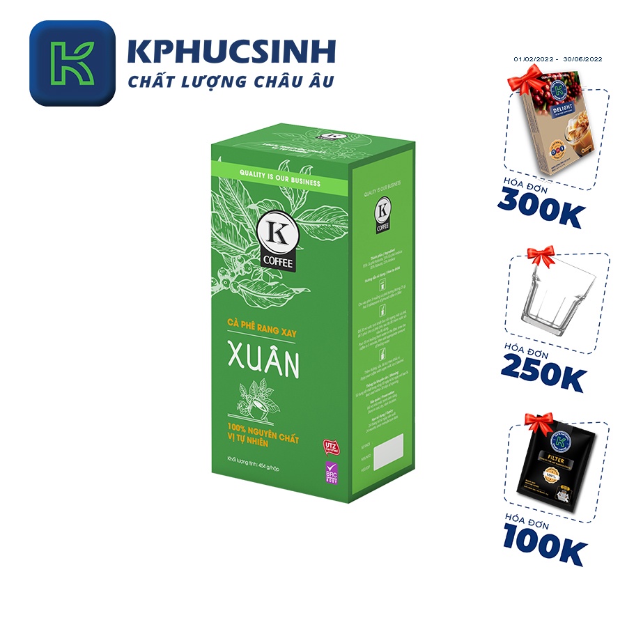 Combo 2 hộp cà phê rang xay xuất khẩu Xuân 454g/hộp KPHUCSINH - Hàng Chính Hãng