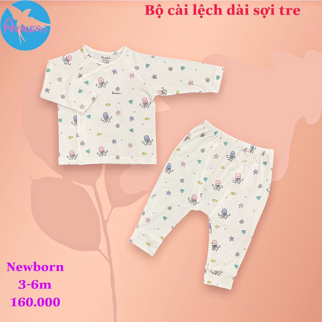 [CHÍNH HÃNG] Bộ dài tay trẻ em cài lệch họa tiết đáng yêu Avaler