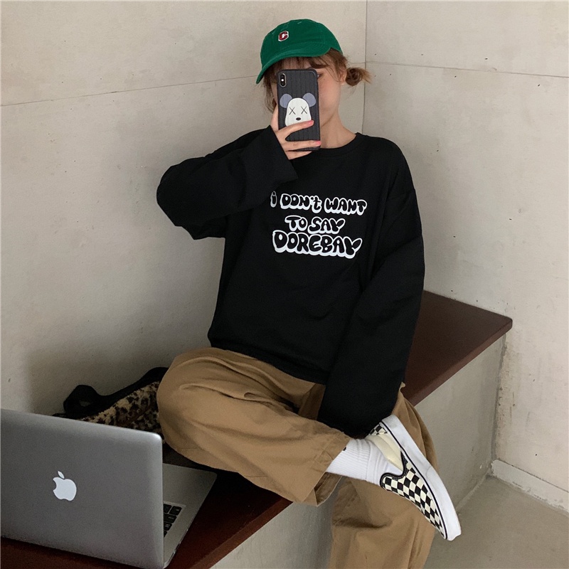 Áo thun dài tay  I DON'T WANT  phông Unisex nam nữ tee oversize form rộng pull Ulzzang Streetwear thu đông vải mềm
