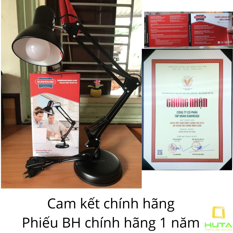 [ẢNH THẬT] Đèn Học Để Bàn Chống Cận, SUNHOUSE SHE-13LED-A6, Ánh Sáng Trắng / Vàng, Tặng Bóng Led 6W– HUTA SHOP