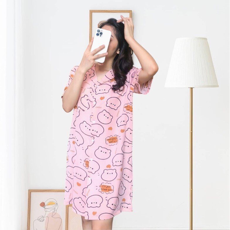 VÁY NGỦ PIJAMA LỤA MANGO cưng xỉu up xỉu down siêu hot hit váy pyjama váy pizama