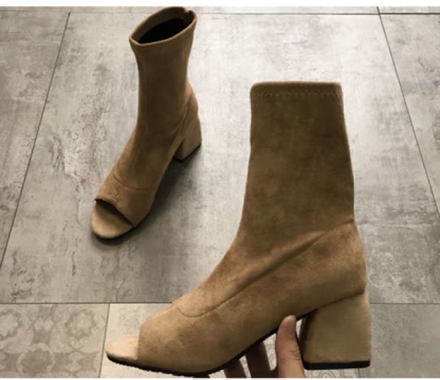 ORDER - Boot da lộn hở mũi gót cao ( Có ảnh thật ) | BigBuy360 - bigbuy360.vn