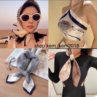 Khăn lụa vuông 70x70cm quàng cổ, cột tóc, làm áo yếm - khăn turban bandana thời trang cao cấp