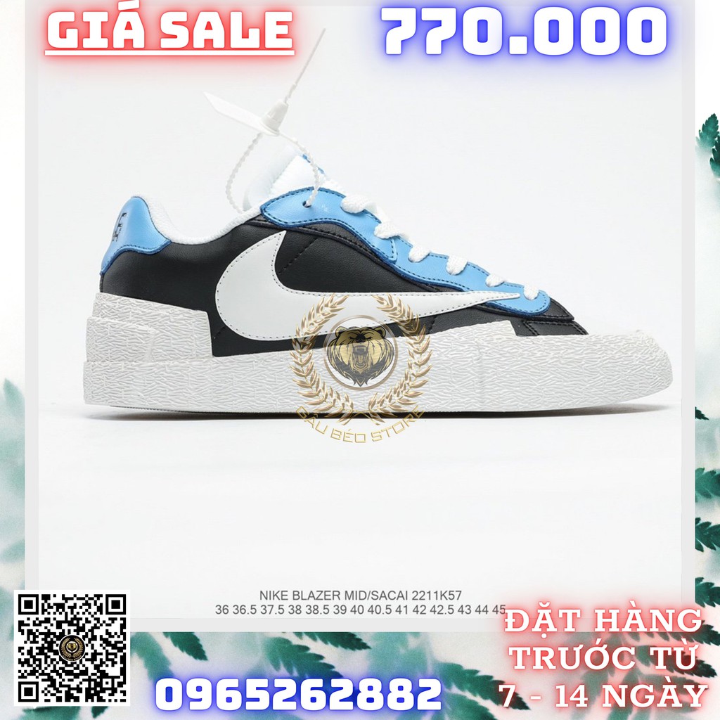 GIÀY SNEAKER MÃ SẢN PHẨM_Sacai X Nike Blazer Low NHIỀU MÀU PHONG CÁCH FULLBOX + FREESHIP