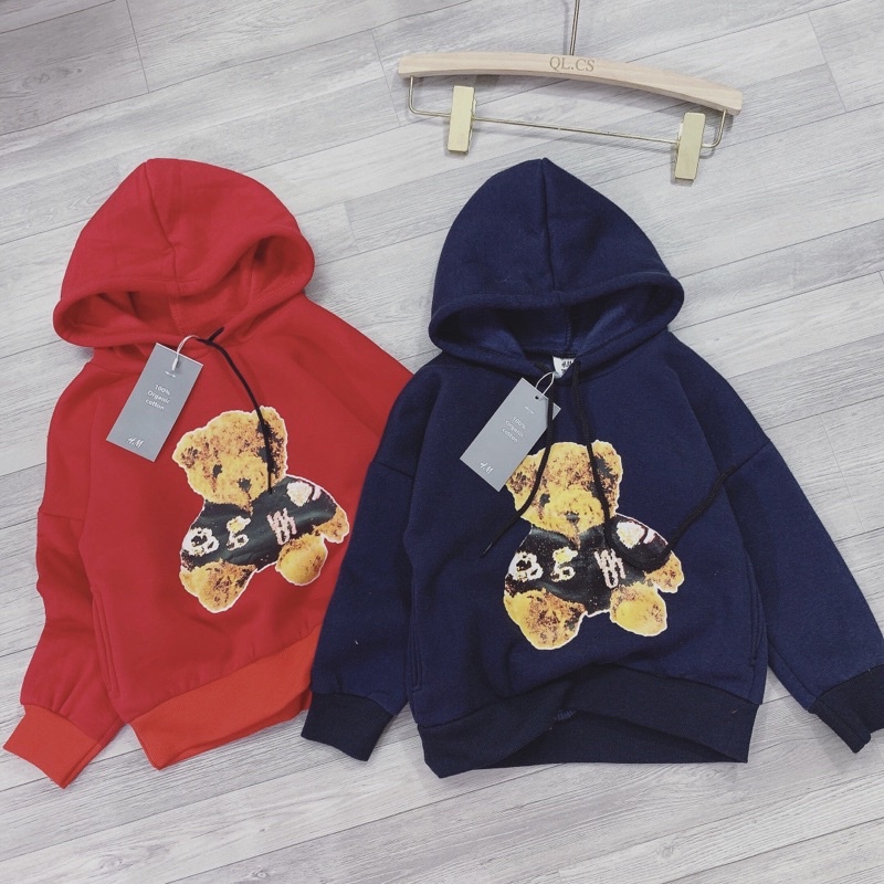 Áo nỉ hoodie mũ liền gấu cho bé 10-25kg