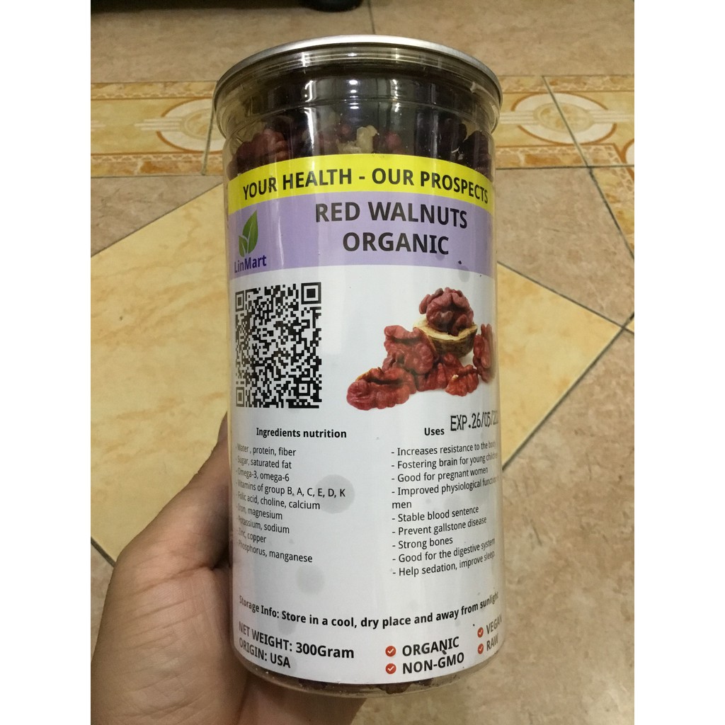 [CHÍNH HÃNG] Hạt óc chó đỏ hữu cơ Mỹ LinMart 300 gram